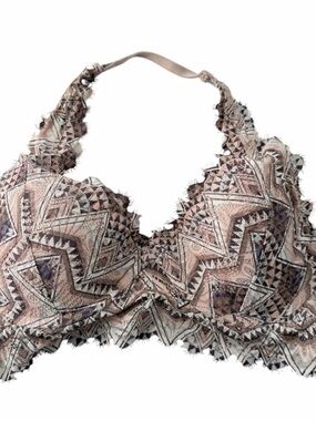 PINK Victoria's Secret Pink & Taupe Lace Bralette Aztec Print Underwire Padded